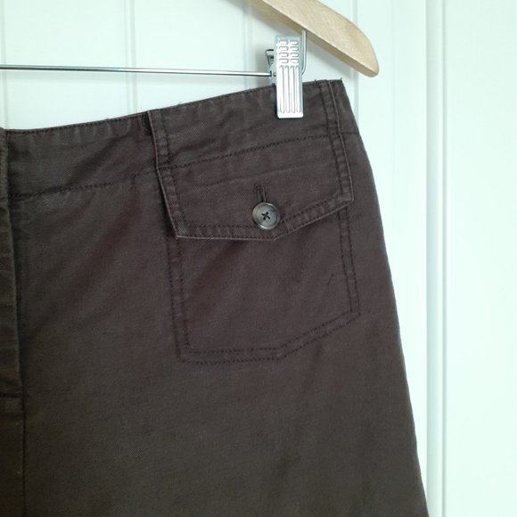 Ann Taylor Linen/Cotton Blend Cuff Shorts with Flap Pockets Brown Size 10 - Picture 5 of 11